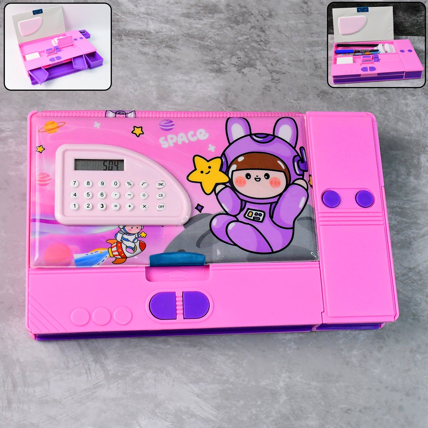Space Design Pencil Box with Built-in Calculator Space Design Pencil Box with Built-in Calculator